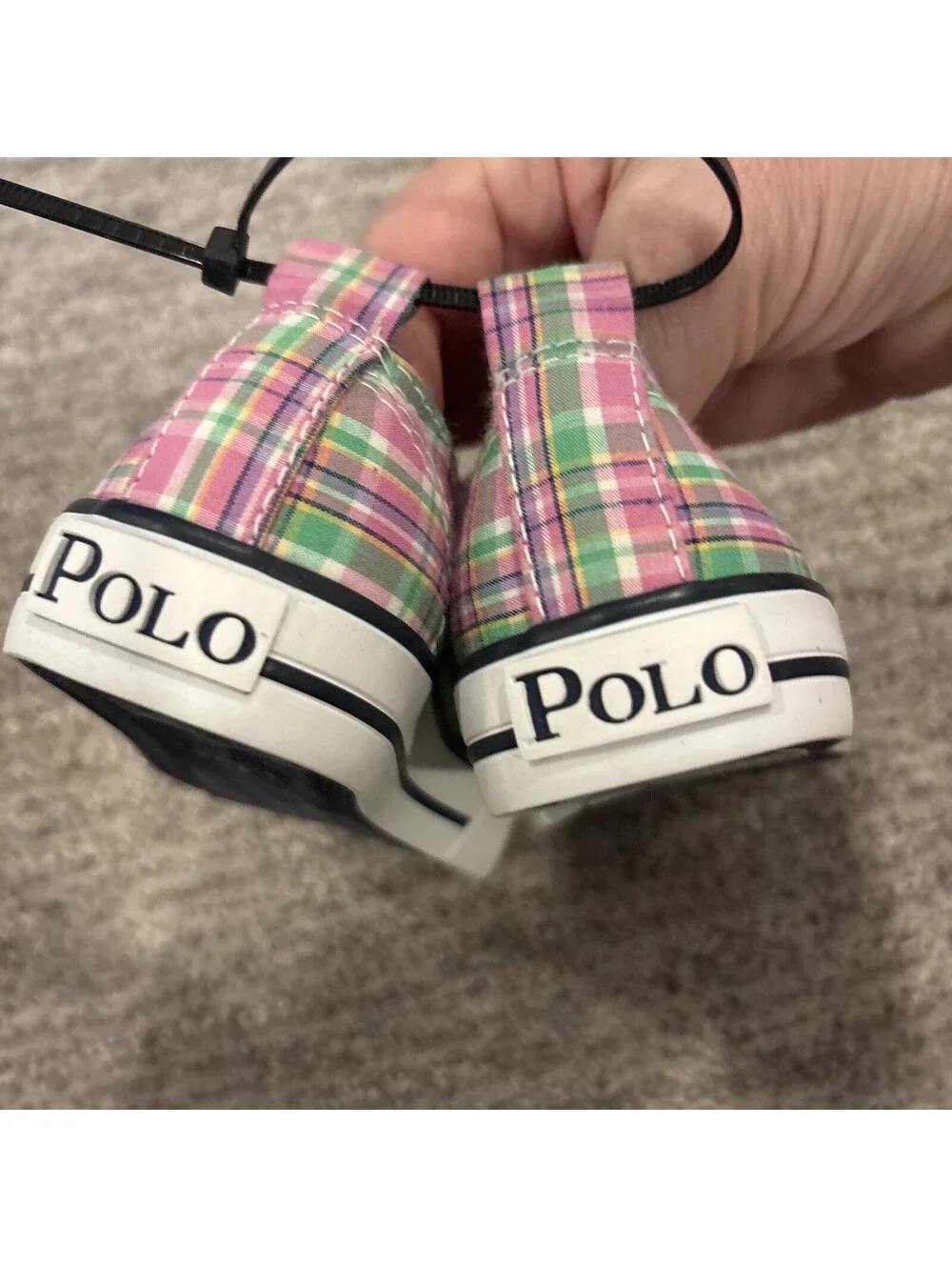 Polo By Ralph Lauren Little Girls Toddler Shoes Size 7 Pink Green Plaid New!